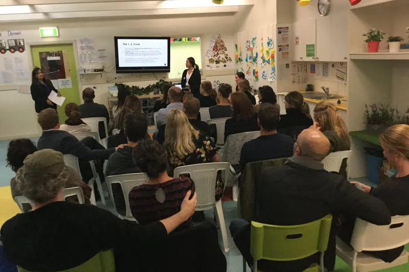 Allied health specialists presenting to Bambini families in the evening